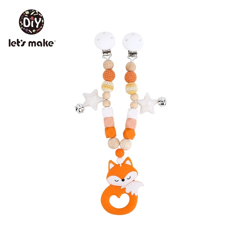 Давайте сделаем детские игрушки кровать колокольчик Развивающие игрушки для детей силиконовый Прорезыватель 1 шт. панда Лебедь коала тележка цепь Мобильный на кровать - Color: orange