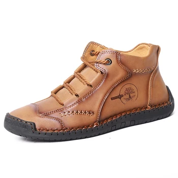

High Quality Men Boots Genuine Leather Casual Shoes Men Loafers Sneakers Comfortable Work Boots Autumn Fashion Ankle Snow Boots