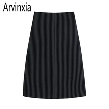 Arvinxia ZA/Новинка, высокие женские юбки в полоску с разрезом, сексуальная тонкая Офисная Женская юбка, модная шикарная однотонная уличная фатиновая юбка