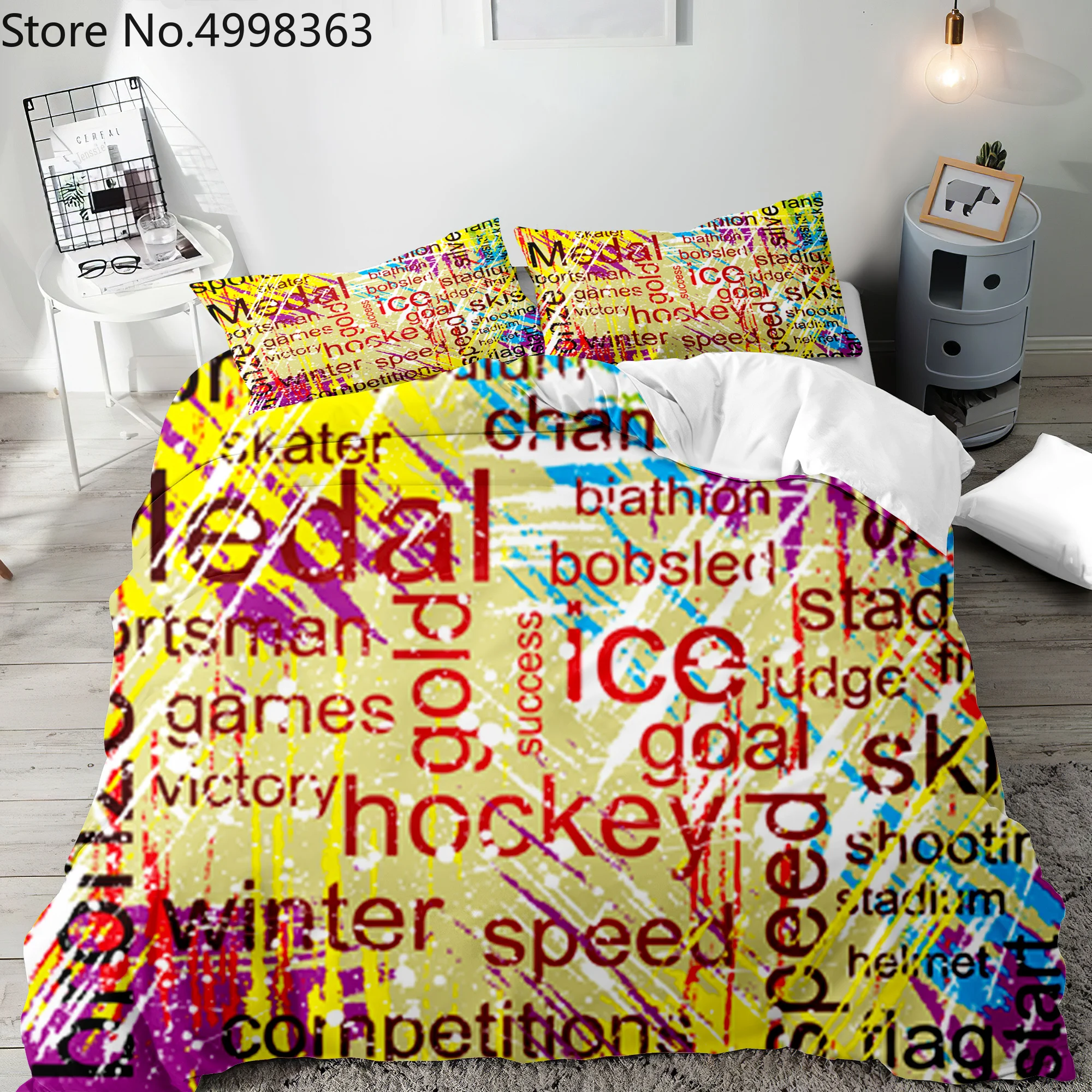 Details about   Letter Printing Bedding Cover RU US Size Bedding Quilt Cover White Black Feng8