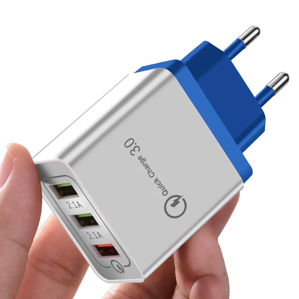 Быстрая зарядка 3,0 USB зарядное устройство 5 В 2.1A QC3.0 Быстрая зарядка USB настенное зарядное устройство для Allview C6 Duo A6 Duo мобильное зарядное устройство для телефона для путешествий - Тип штекера: Blue