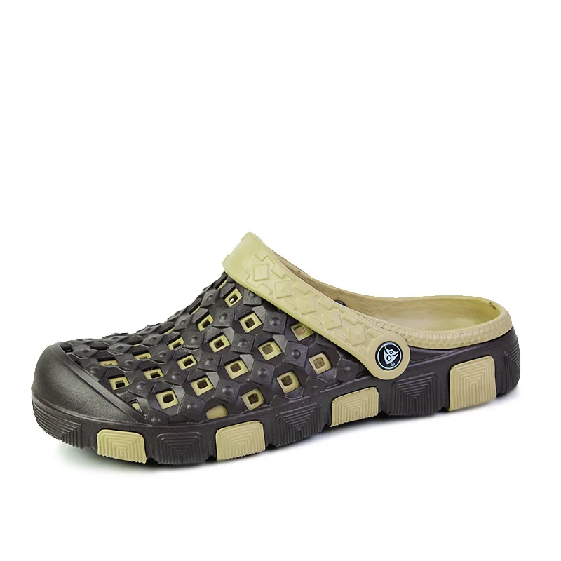 Khaki Crocse Crocks/мужские сандалии для бассейна; летняя уличная пляжная обувь; Мужская обувь без шнуровки; садовые Сабо; повседневная обувь для водного душа; LiteRide Crock - Цвет: Khaki