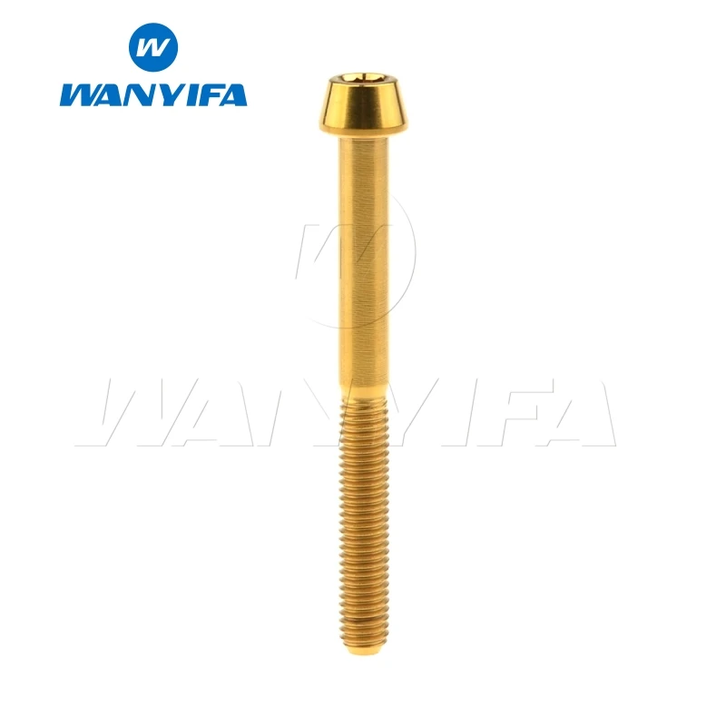 M5x50 Gold Wanyifa M5x9 15, 16, 18, 20, 25 30 35, 40 45 50 55 60 мм конусная головка Винт С Титановым болтом для Велосипедный вынос руля части - Цвет: M5x50 Gold