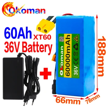 

36V 10S4P 60Ah battery pack 500W high power battery 42V 60000mAh Ebike electric bicycle BMS 42v battery with xt60 plug+charger