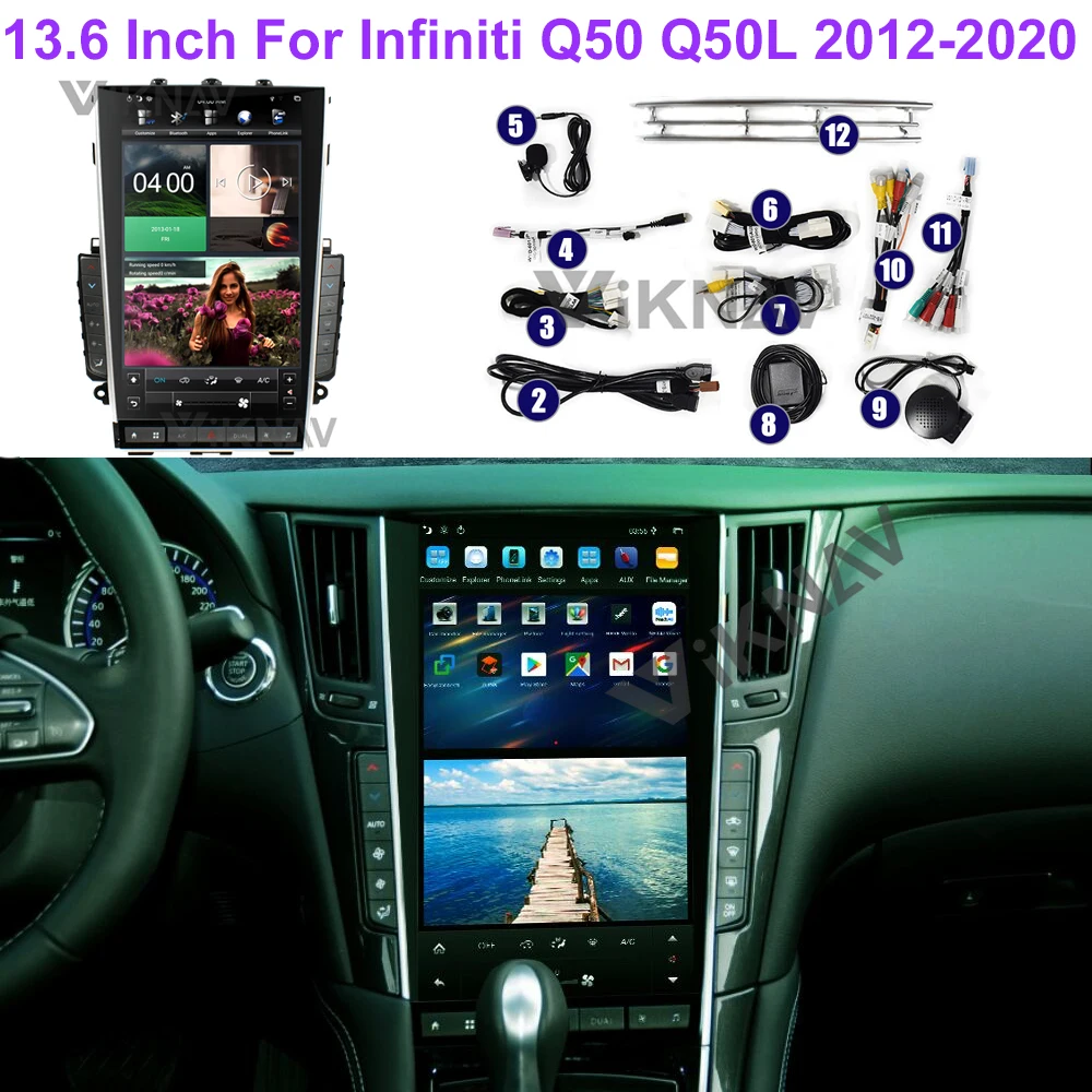 

For Infiniti Q50 Q50L Android car radio 13.6inch Screen 2012-2020 car GPS navigation auto stereo 2din DVD multimedia player