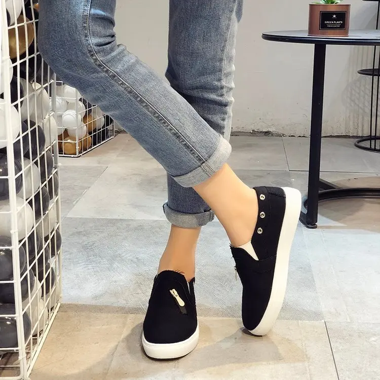 

2019 New Style 35-43 Yards Lazy Slip-on Flat Cowboy Washing Canvas Women's Casual Shoes