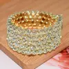Fashion Luxury Women Multi Layers Crystal Rhinestone Bracelets Bangles Adjustable Wedding Pulseras Jewelry Girl Gifts 5