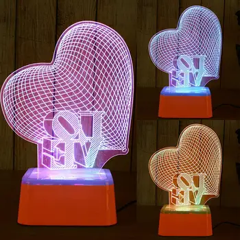 

Creative Table Lamp Heart Indoor Lighting 3D Bright Touch Control Desk Light Adorable Night Light Atmosphere Home Decor