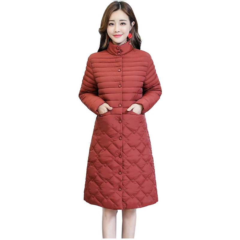 

Women's Winter Down Padded Jacket New Straight Large Size Slim Slimming Overcoat Female Temperament Mid-length Cotton Coat A107