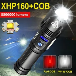 Lampe de poche tactique Led Super puissante, torche Rechargeable USB, COB haute puissance, 880000 LM, XHP160, 18650 26650 