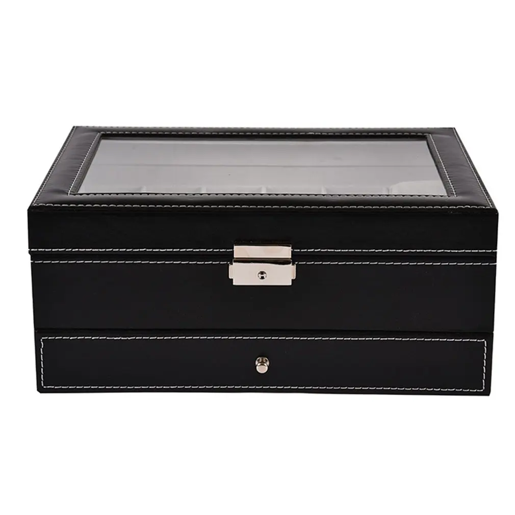20 Grids Slots Double Layers Watch Box PU Leather Jewelry Display Storage Case Watches Container Organizer High Quality | Наручные часы