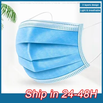 

30Pcs Disposable Mask Dust Smog Face Mouth Masks 3 Layer Non-woven Face Mask Thickened Disposable Mask Safe Mask For Adult