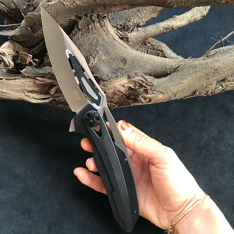 Tanie 2019 nowy ZT 0999 składany nóż D2 stali z włókna węglowego ostrze CNC scyzoryk camping odkryty edc na polowania wycinarka