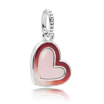 

100% 925 Sterling Silver Charm Creative Pink Love Pendant Fit Pandora Women Bracelet & Necklace Diy Jewelry