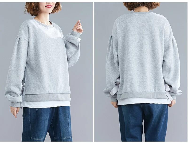 BelineRosa Korean Casual Style Pure Color Long Sleeve Winter Hoodies Double Deck Flocking Loose Tops for Women NNDM0016