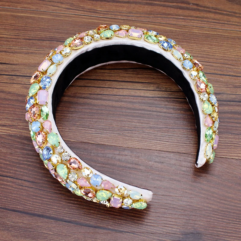 Gorgeous Baroque Hair Jewelry Bohemian Padded Crystal Crown Headbands Exaggerated Rhinestone Tiara Hairbands For Women Wedding jewelry accessories hair accessory hair headdress bridal headwear hair band crown