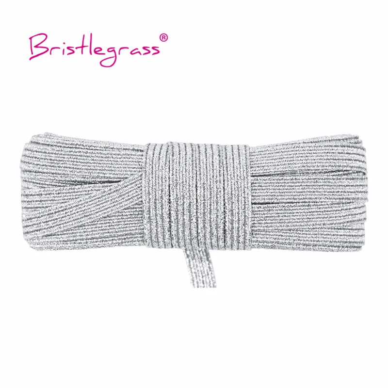 Bristlegrass Glitter Elastic Cord – 6mm Flat Skinny Band for DIY Sewing & Craft Projects