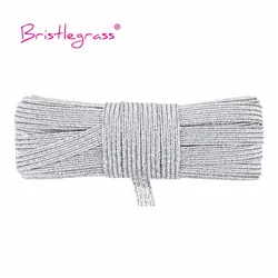 Bristlegrass Glitter Elastic Cord - 6mm Flat Skinny Band for DIY Sewing & Craft Projects (Silver Glitter)