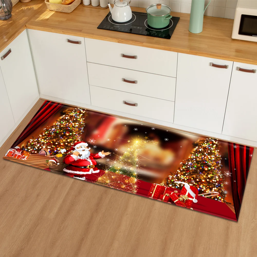 Christmas Pattern Kitchen Mat Bedroom Entrance Doormat Living Room
Carpet 3D Home Floor Decoration Bathroom Non-Slip Rug