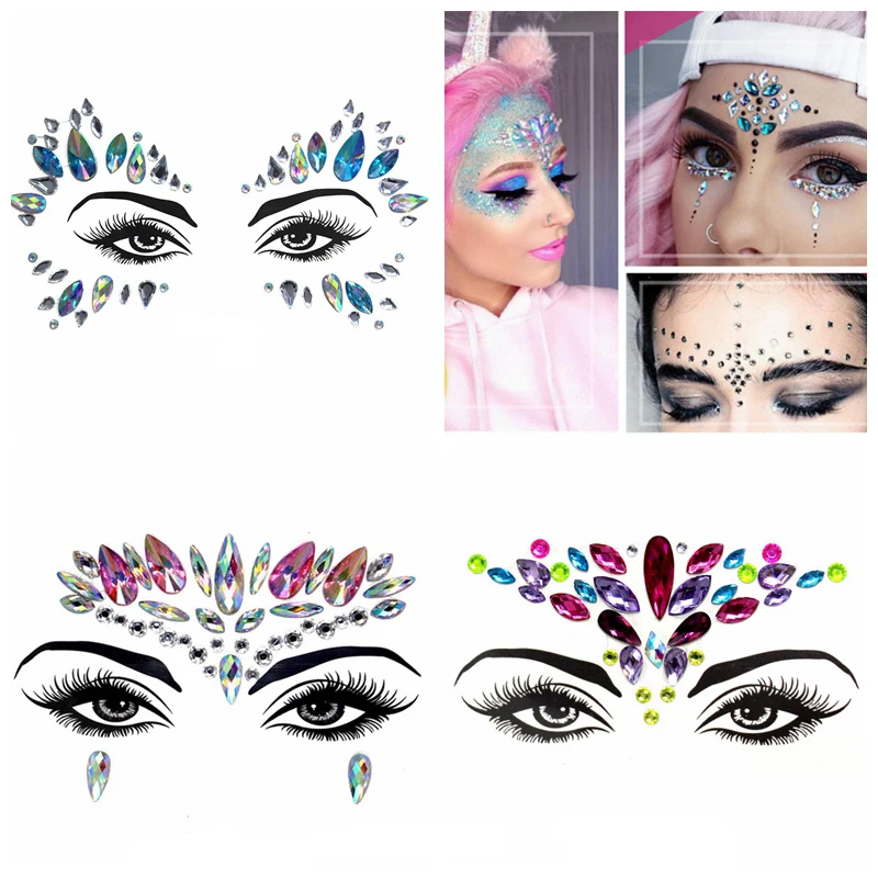 Tattoo Temporary Crystal Rhinestone Stickers Face Eye Jewels Gems Glitter Makeup Flash Fake Festival Party DIY | Дом и сад