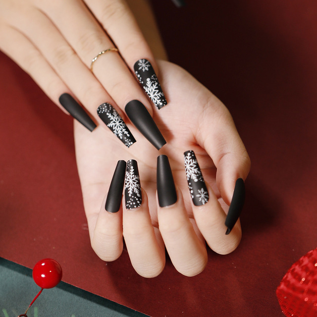 Pcs Bling Fake Nails Coffin Press On Nails Short Acrylic Reusable False Nails Tips Party Christmas Nails For Women Girls
