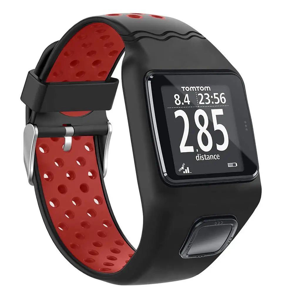 Red Силиконовый сменный ремешок для часов TomTom 1 серии двухцветная повязка на запястье ремешок для TomTom мульти-кроссовки для бега 1 gps часы - Цвет ремешка: Red