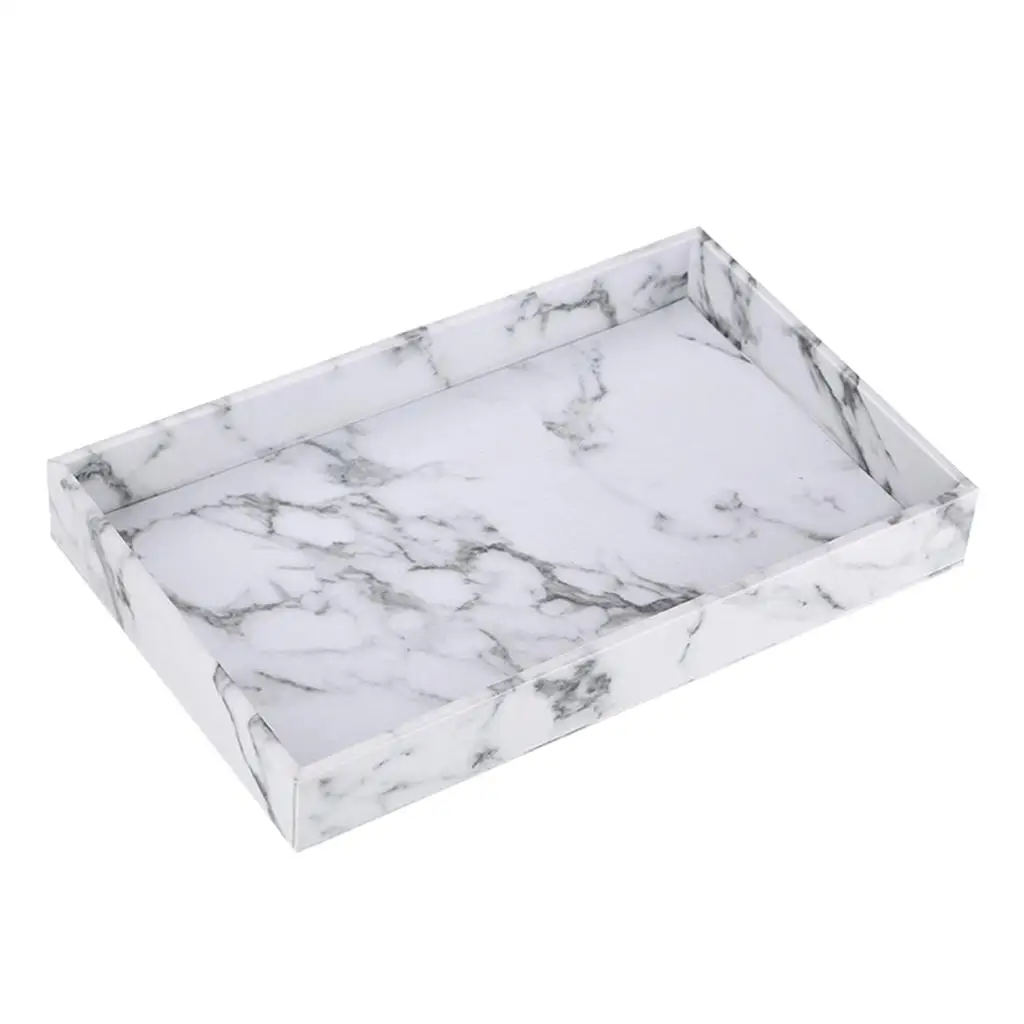 Marble Looking Serving Tray PU Leather For Coffee Drinks Desserts Rectangle
