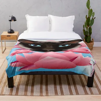 

Cat From The Land Of Lotus Throw Blanket Soft Sherpa Blanket Bed Sheet Single Knee Blanket Office Nap Blanket