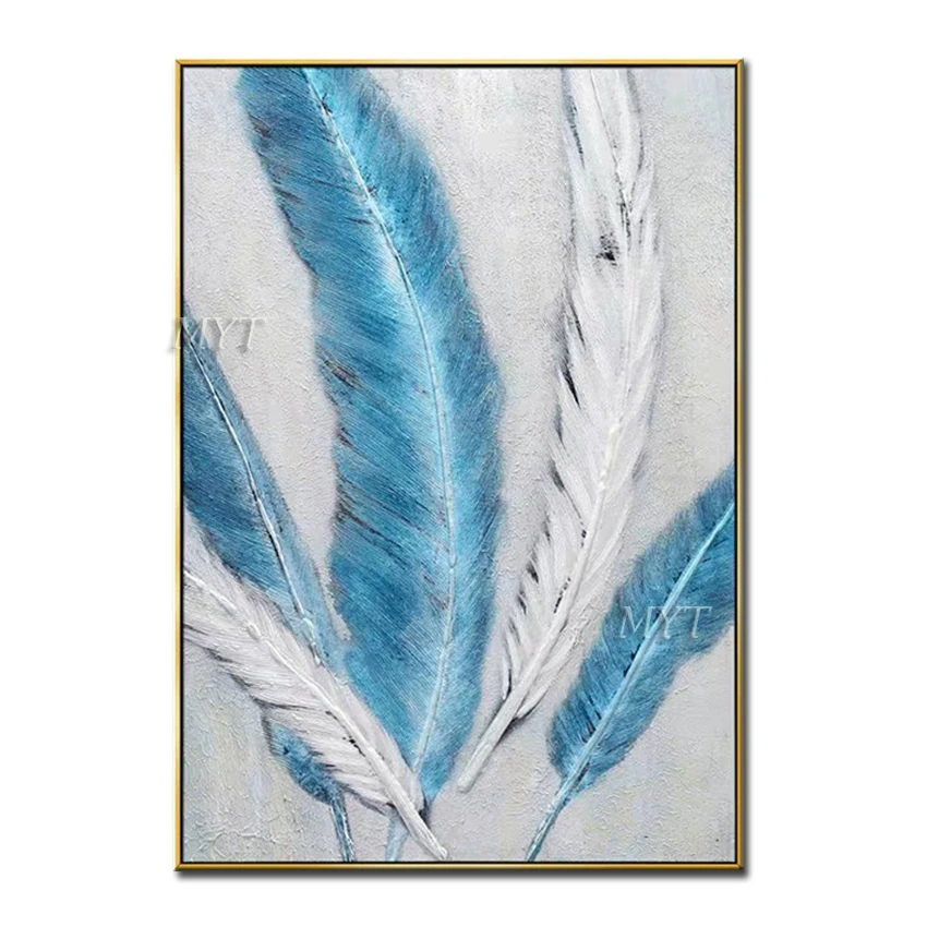 Günstig Handgemachte Kunstwerk Bild Leinwand Wand Kunst Gold Federn Ölgemälde Moderne Wohnzimmer Dekoration Gemälde Kunst Wand Für Hause