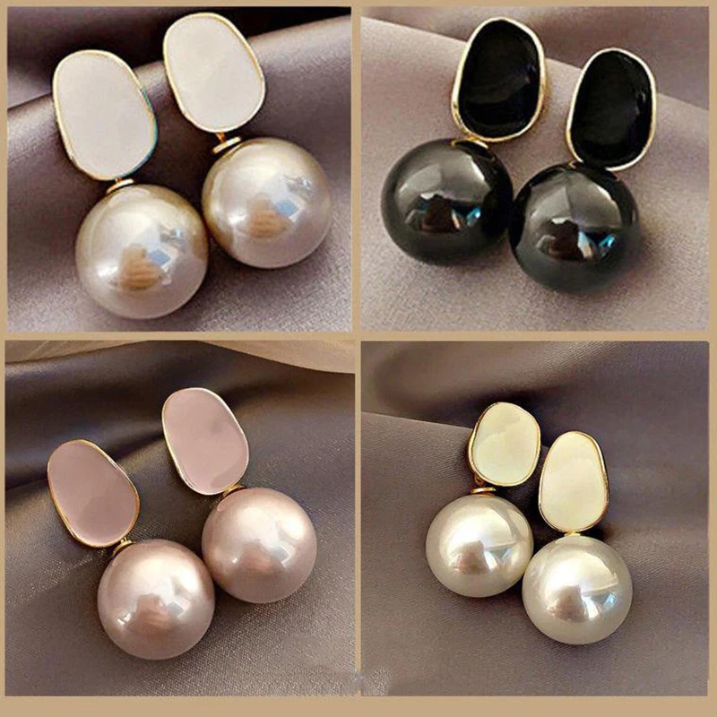 Pearl Earrings Drop Earrings Geometric Earrings For Women Enamel Elegant Vintage Earrings Accessories Party Gift