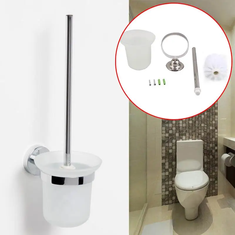 Wall Mounted Toilet Brush Glass Space Saving Brush Hot Set Hotel Durable and Practical Toilet Cleaning Brush Bathroom Home
