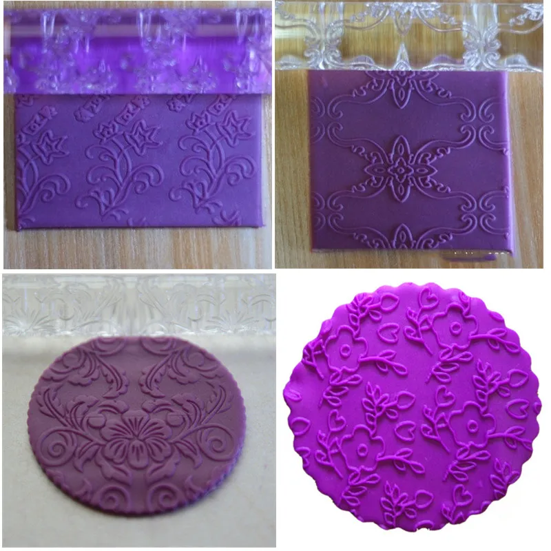 4styles Non-stick flower Shaped Acrylic Embossed Rolling Pin Transparent Rolling Pin Cake Roller Decorating Pastry Dough Tools01