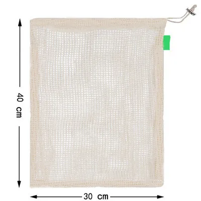 25X 30CM Многоразовые сетчатые мешки для производства моющиеся мешки для продуктовых покупок для хранения фруктов, овощей, игрушек, мелочей, кухонный Органайзер хранилище - Цвет: 25X 30CM