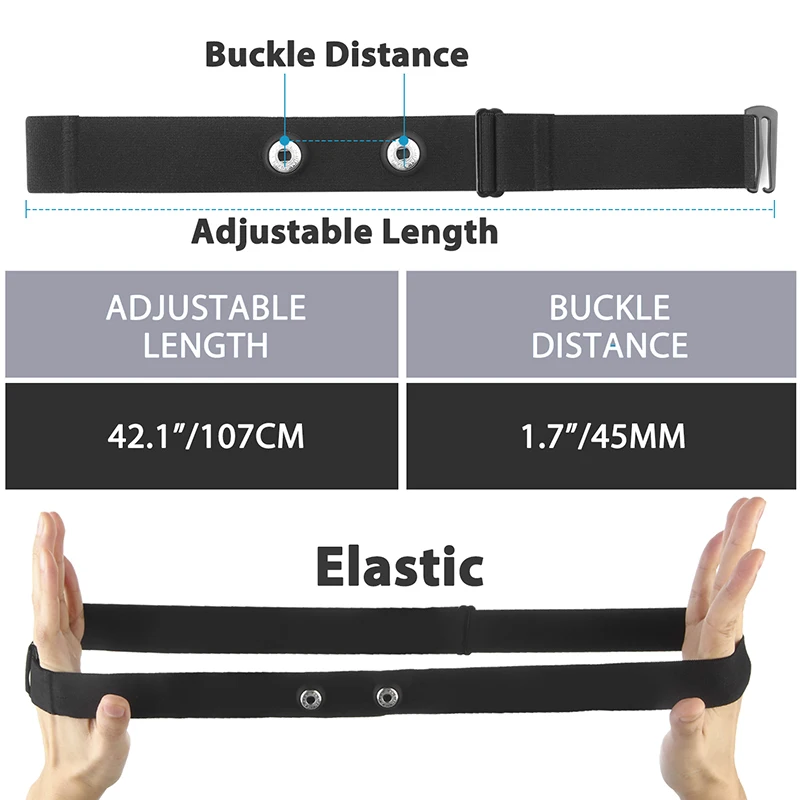 Cinturino Cardio Regolabile 70-105 Cm – Ricambio Per Fasce Toraciche Compatibili Con Garmin, Polar H10/H9, Wahoo E Magene, ANT+ E Bluetooth