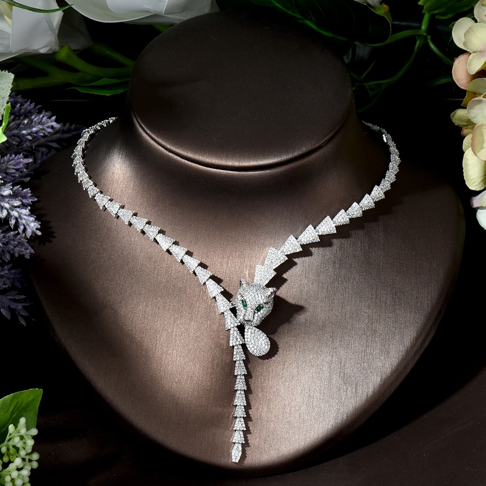 HIBRIDE Charms Trendy Women Long Necklace Earrings Set AAA Cubic Zircon Drop Earring For Women Wedding Party Accessories N-1776 - Image 4