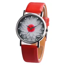 Лидер продаж брендовые простые трендовые женские часы Элегантные Стразы с принтом лотоса женские кварцевые наручные часы с кожаным ремешком 50