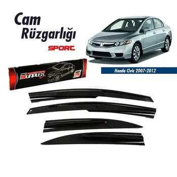 

Rain Window Visor Wind Deflectors For Honda Civic Accessories 2007 2008 2009 2010 2011 2012 Piano Black 4 pcs