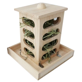 

the Feeder Is Less Wasteful, Wooden Food Feeding Rack Is Suitable for Rabbit and Pig Early Pet Self-Feeding Hay Manager