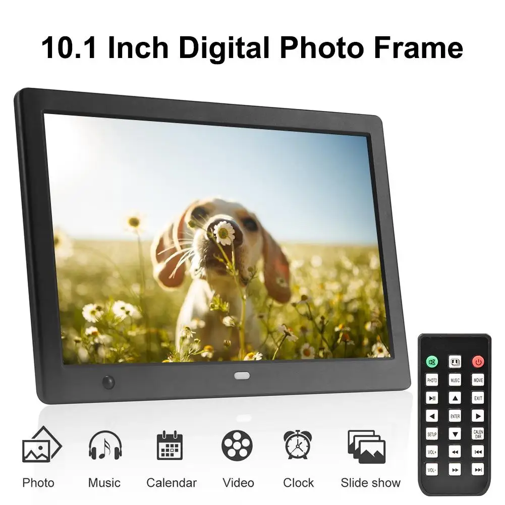 

10.1 Inch IPS Screen Digital Photo Frame With Motion Sensor Remote Control Support 32GB SD Card MP3 Calendar Digital Photo Frame