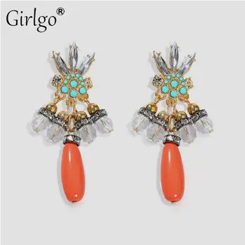 

Girlgo Water Drop Earrings For Women 2020 Bohemia Colorful Crystal Shiny High Quality Ear Accessories Jewelry Wedding Party Gift