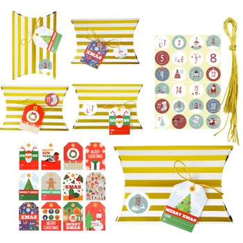 

24 Sets Christmas Decorative Boxes Hot Stamping Boxes Creative Pillow Boxes