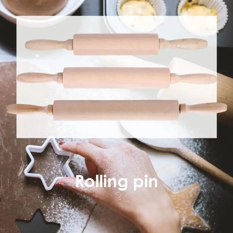 Solid Wooden Roller Baking Cookies Pastry Pizza Wide Noodle Biscuit Fondant Cake Dough Rolling Pin Kitchen Small Gadget