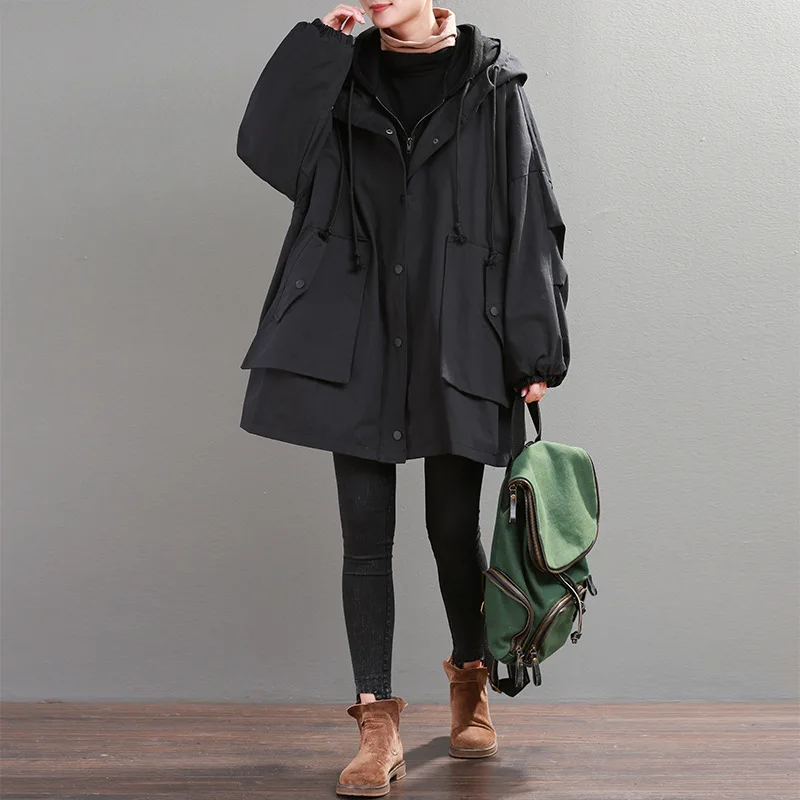 Новинка года; женская зимняя верхняя одежда в Корейском стиле; большие размеры; плотное пальто с капюшоном и бархатным ворсом; повседневное свободное хлопковое пальто