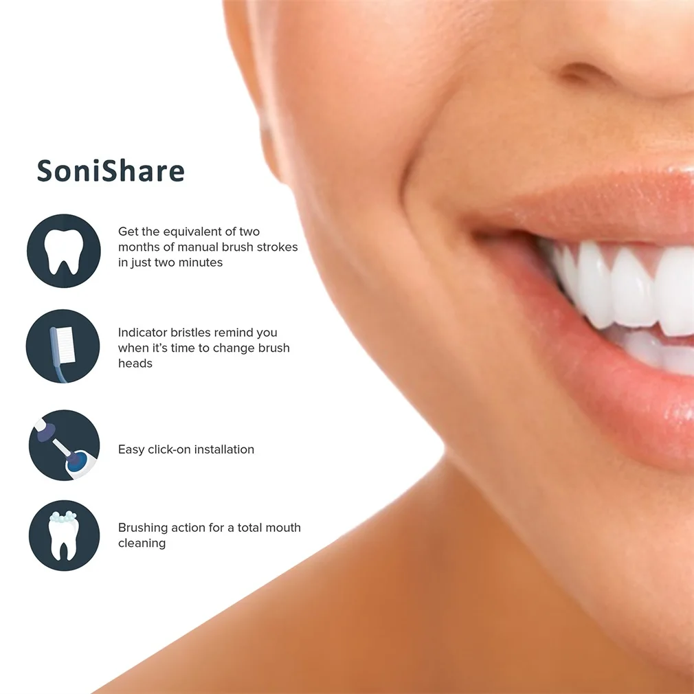 SOUNESS 2PCS Best Replacement Professional Oral Electric Toothbrush Heads Vitality Precision Clean Tooth Brushes SN601