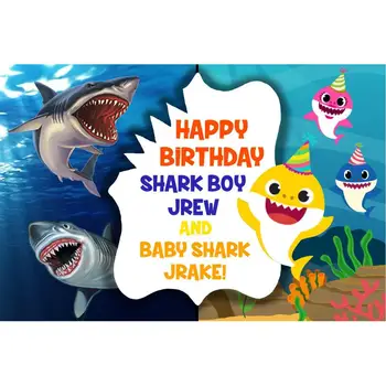 

Shark Birthday Party Backdrop Baby Shower Photo Studio Props Photo Booth Background Happy Birthday Photography