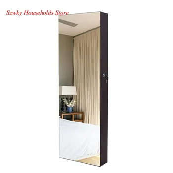 

Retro PVC Wood Grain Coating Whole Body Mirror Decoration Storage Dressing Mirror Jewelry Mirror Cabinet Brown