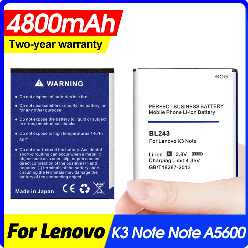 Аккумулятор BL243 на 4800 мАч для Lenovo K3 Note K50-T5 A7000 A5500 A5860 A5600 A7600 | Мобильные телефоны и