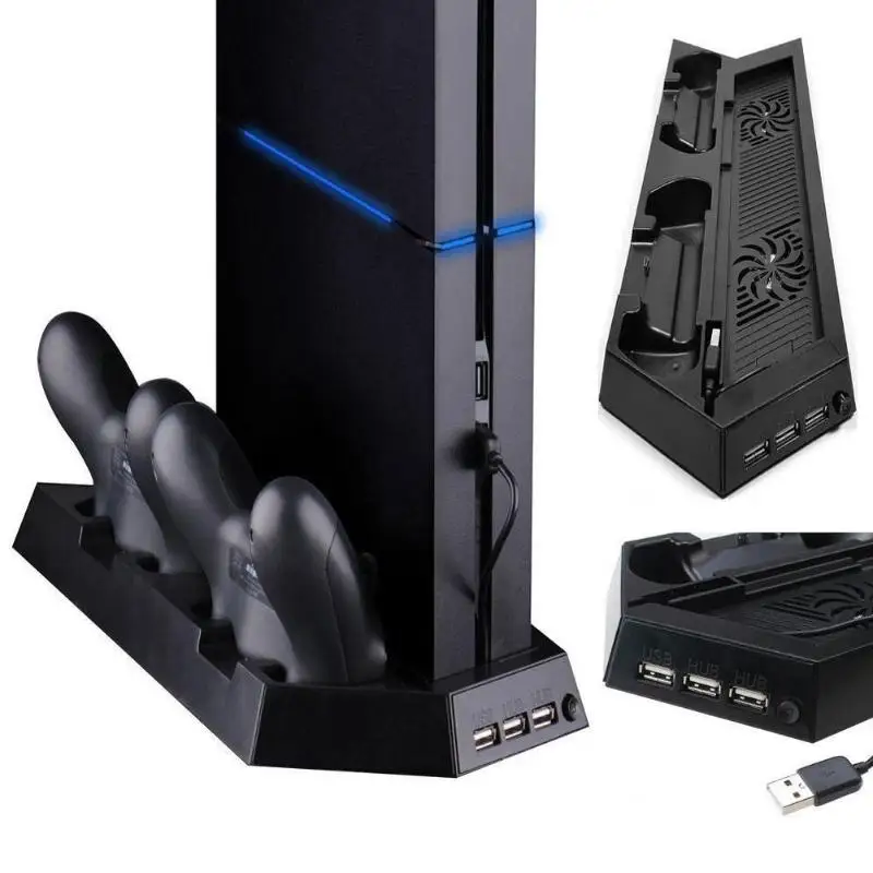Многофункциональное зарядное устройство для двух контроллеров PS4 с охлаждающим
