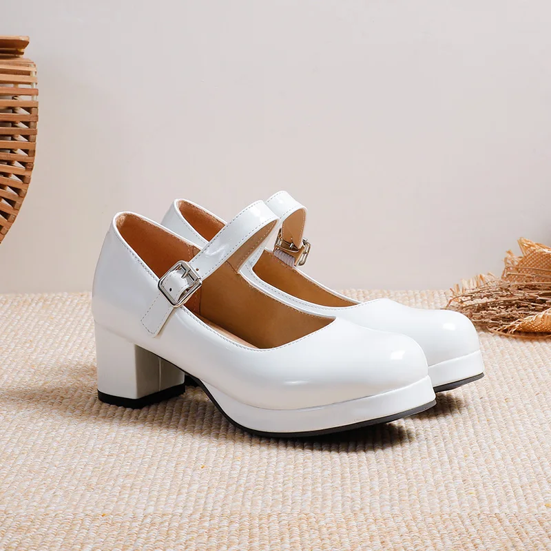 Manfield Bordeaux rode lak leren Mary Jane pumps