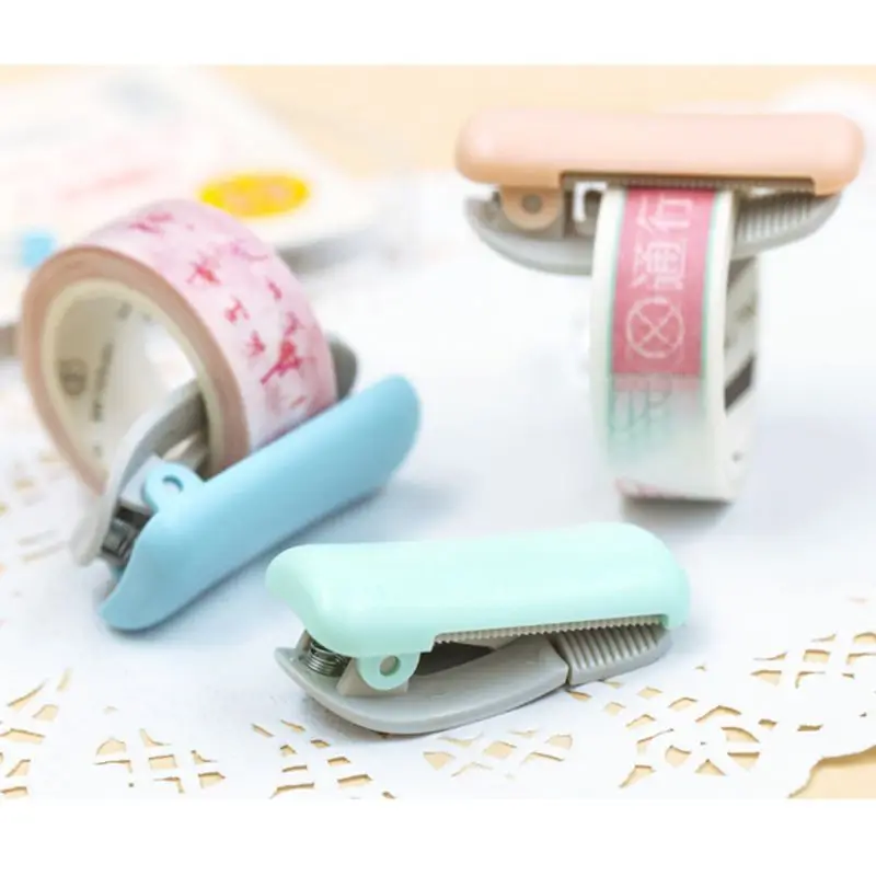 New Mini Adhesive Washi Paper Tape Dispenser Cutter Kawaii Portable School Supplie